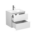 Тумба підвісна NATURA біла матова з умивальником JESSEL 600