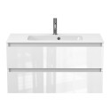 Тумба підвісна NATURA біла глянцева з умивальником DELLA 1000