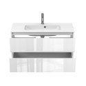 Тумба підвісна NATURA біла глянцева з умивальником DELLA 1000