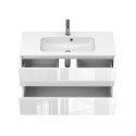Тумба підвісна NATURA біла глянцева з умивальником DELLA 1000