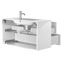 Тумба підвісна NATURA біла глянцева з умивальником DELLA 1000