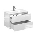 Тумба підвісна NATURA біла глянцева з умивальником JESSEL 800