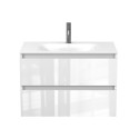 Тумба підвісна NATURA біла глянцева з умивальником JESSEL 800