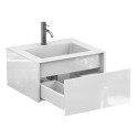 Тумба підвісна UNO біла глянцева з умивальником ERICA 600