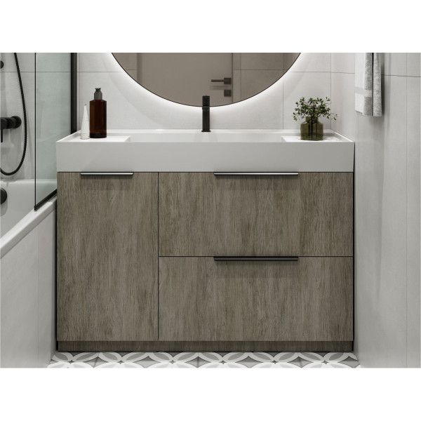 Тумба підлогова ALBA Толедо темне дерево з умивальником SOUL 1200