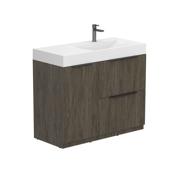 Тумба підлогова ALBA Толедо темне дерево з умивальником VIOLA 1000 R