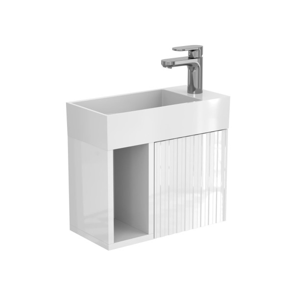 Тумба підвісна AURA біла глянцева з умивальником TONI 450