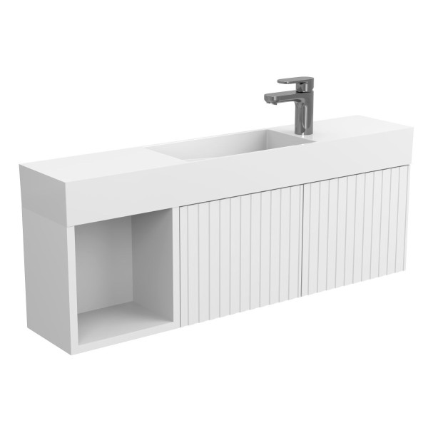 Тумба підвісна AURA біла soft-touch з умивальником TONI 1050