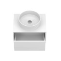 Тумба підвісна CLOUD 600 МДФ фарбований Білий 0300n, soft-touch з умивальником BERGAMO