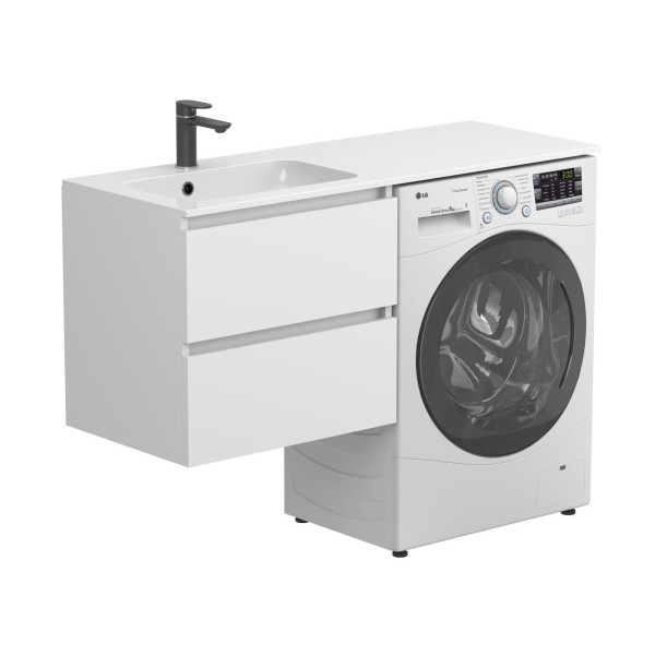 Тумба підвісна LUMO МДФ фарбований Білий 0300n, матова з умивальником DELLA 1200 L