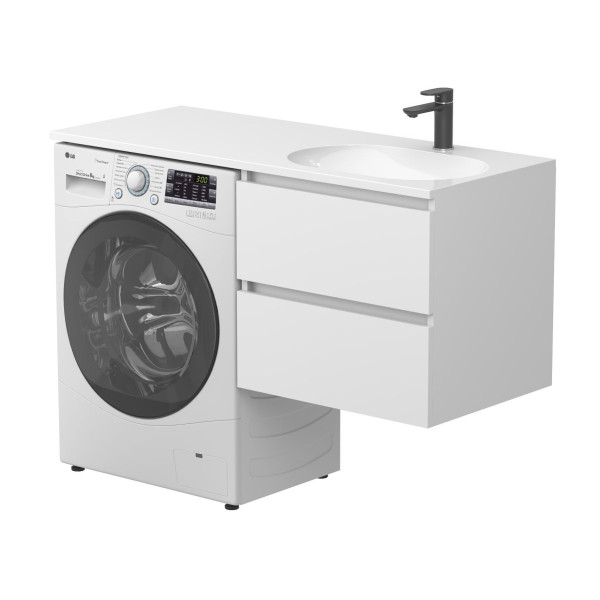 Тумба підвісна LUMO Біла матова з умивальником NEW YORK 1200 R