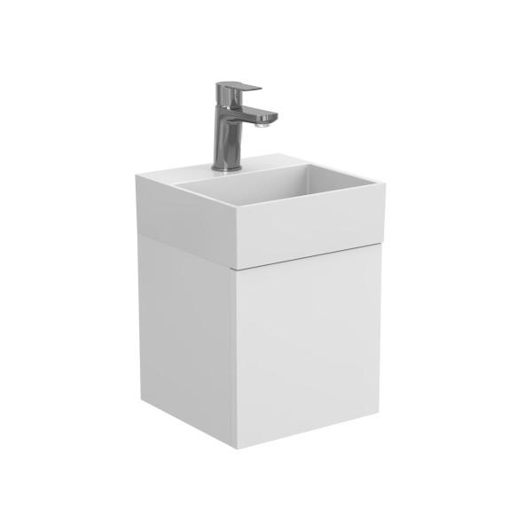 Тумба підвісна MINIMA біла матова з умивальником TONI 300
