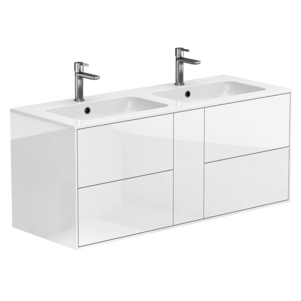 Тумба підвісна SPACE Біла глянцева з умивальником DELLA 1200 D