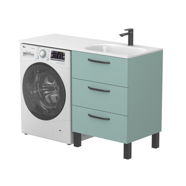 Тумба підлогова TESSA Зелена з умивальником LAKE 1250 R