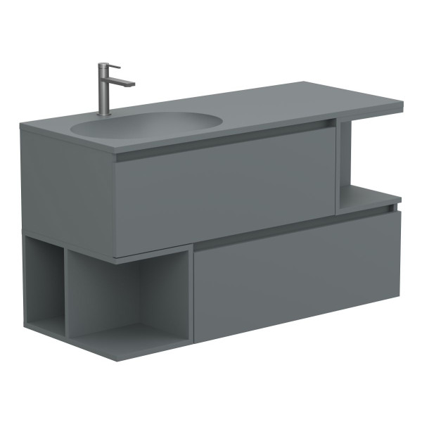 Тумба підвісна URBAN Сіра матова з умивальником NEW YORK 1200 L