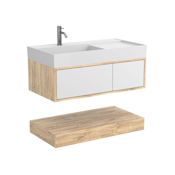 Тумба підвісна DUO Дуб Канзас з умивальником SOUL 1000