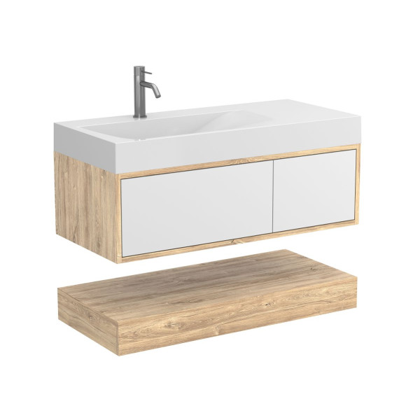 Тумба підвісна DUO Дуб Канзас з умивальником VIOLA 1000 L