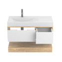 Тумба підвісна DUO Дуб Канзас з умивальником VIOLA 1000 L