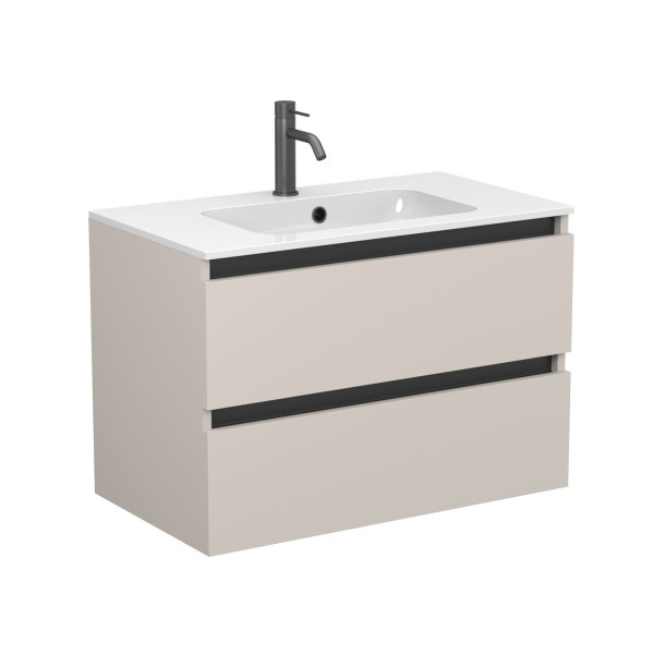 Тумба підвісна NATURA кашемір, ДСП з умивальником DELLA 800