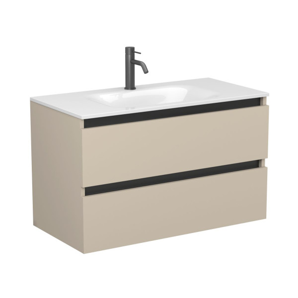 Тумба підвісна NATURA кашемір, МДФ, з умивальником JESSEL 900