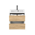 Тумба підвісна NATURA Дуб Небраска з умивальником DELLA 600