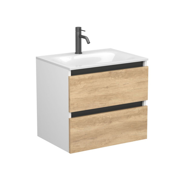 Тумба підвісна NATURA Дуб Небраска з умивальником JESSEL 600