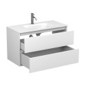 Тумба підвісна NATURA біла матова з умивальником JESSEL 900
