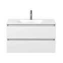 Тумба підвісна NATURA біла матова з умивальником JESSEL 900