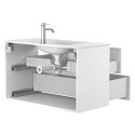 Тумба підвісна NATURA біла матова з умивальником JESSEL 900