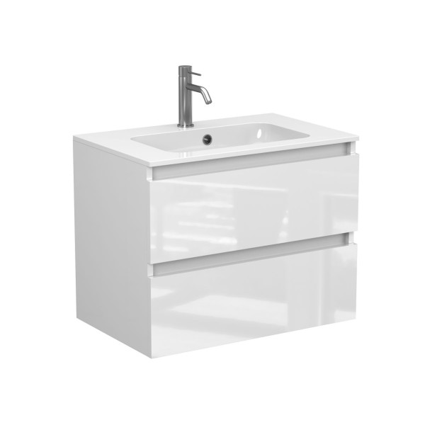 Тумба підвісна NATURA біла глянцева з умивальником DELLA 700