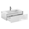 Тумба підвісна UNO біла глянцева з умивальником ERICA 900