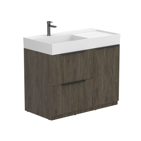 Тумба підлогова ALBA Толедо темне дерево з умивальником SOUL 1000