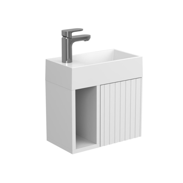 Тумба підвісна AURA біла soft-touch з умивальником COPPER 400