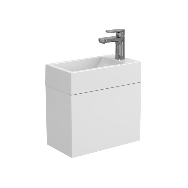 Тумба підвісна MINIMA біла матова з умивальником FARO