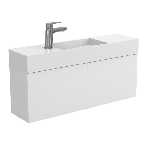 Тумба підвісна MINIMA біла матова з умивальником TONI 850