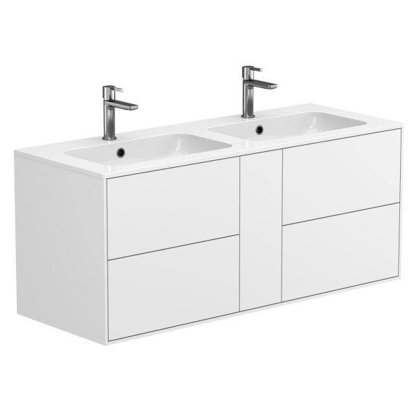 Тумба підвісна SPACE Біла soft-touch з умивальником DELLA 1200 D