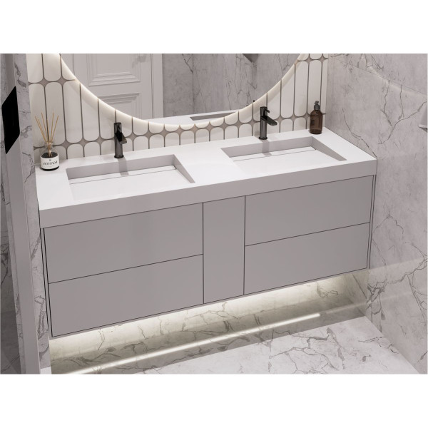 Тумба підвісна SPACE Біла матова з умивальником AGNESS 1500