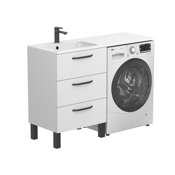 Тумба підлогова TESSA Біла з умивальником DELLA 1200 L