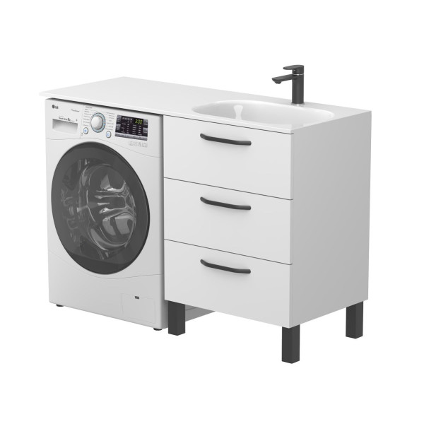 Тумба підлогова TESSA Біла з умивальником LAKE 1250 R