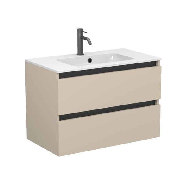 Тумба підвісна NATURA кашемір, МДФ, з умивальником DELLA 800