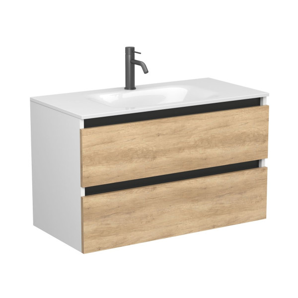 Тумба підвісна NATURA Дуб Небраска з умивальником JESSEL 900