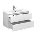 Тумба підвісна NATURA біла матова з умивальником DELLA 900