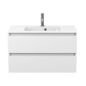 Тумба підвісна NATURA біла матова з умивальником DELLA 900