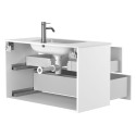 Тумба підвісна NATURA біла матова з умивальником DELLA 900