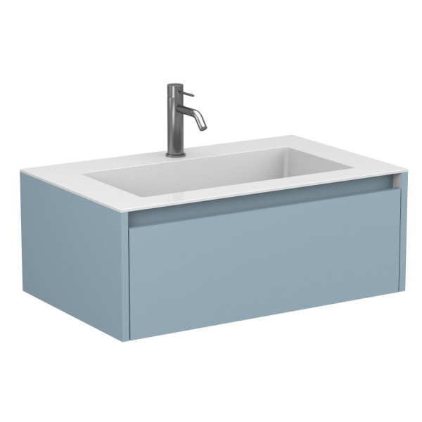 Тумба підвісна UNO блакитна з умивальником ERICA 800