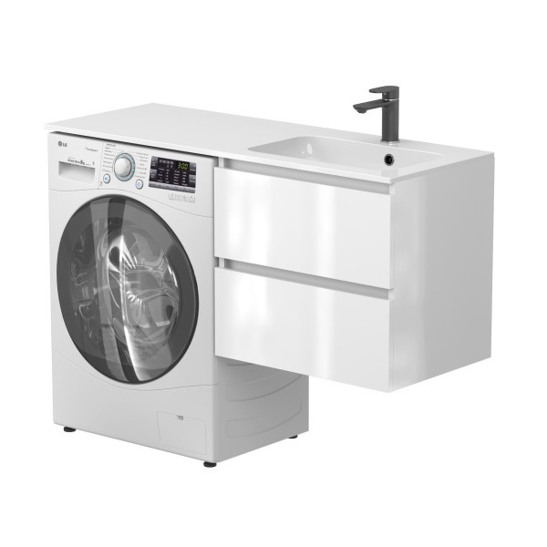 Тумба підвісна LUMO Біла глянцева з умивальником DELLA 1200 R