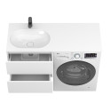 Тумба підвісна LUMO МДФ фарбований Білий 0300n, матова з умивальником LAKE 1250 L
