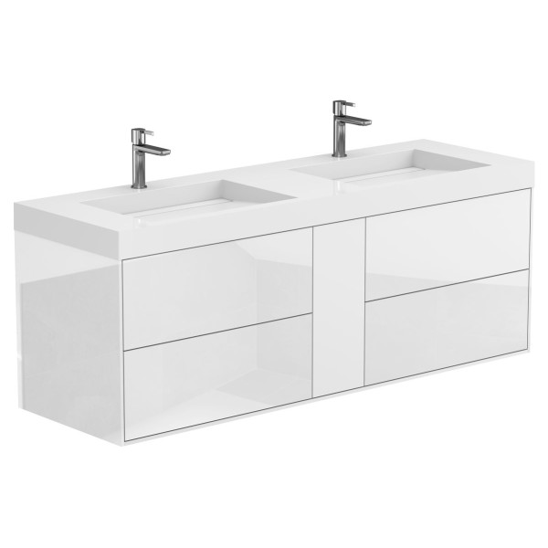 Тумба підвісна SPACE Біла глянцева з умивальником AGNESS 1500