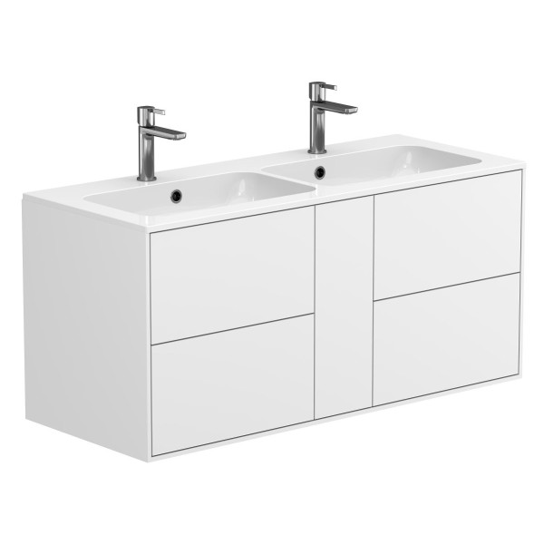 Тумба підвісна SPACE Біла soft-touch з умивальником DELLA 1100 D