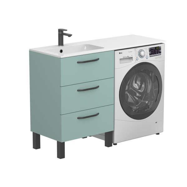 Тумба підлогова TESSA Зелена з умивальником DELLA 1200 L